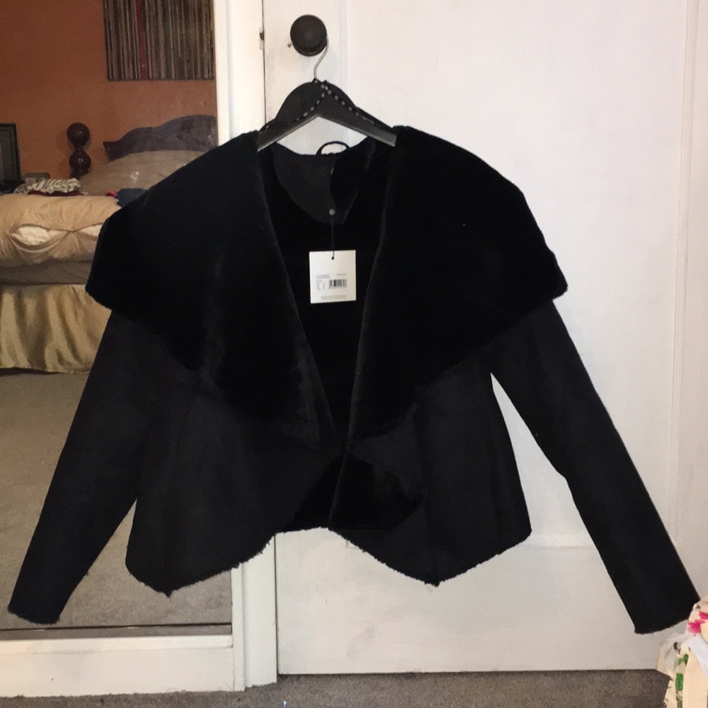 Missguided Faux Fur Lined Waterfall Jacket